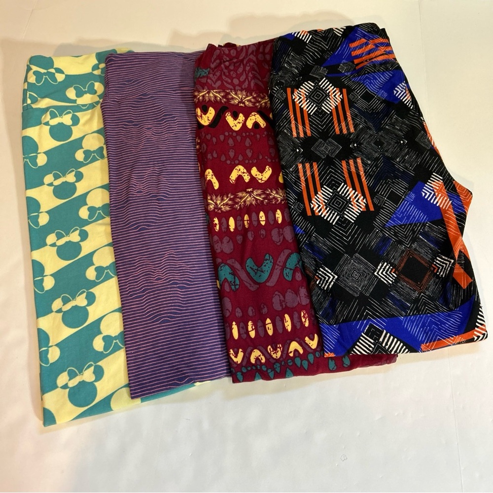 Lot Of 4 LuLaRoe Multicolored Leggings One Size